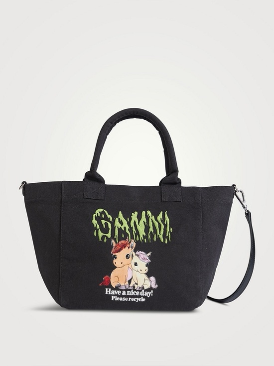 Ganni Handbags - Ganni Pony Small Easy Canvas Shopping 2-Way Bag w/ Top Handles 🐴